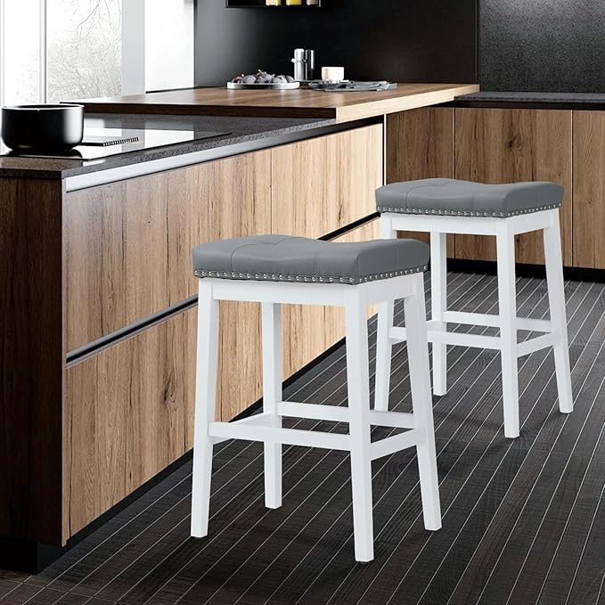 Athena Collection Counter Height Bar Stools Set of 2, 29.5 Inches Backless - Image 2