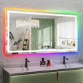 68x36 Inch RGB LED Bathroom Mirror Front Light and RGB Backlit Lighted Vanity by YEELAIT