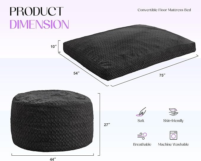 Hobestluk Bean Bag Chair Convertible Beanbag Chairs - Image 2