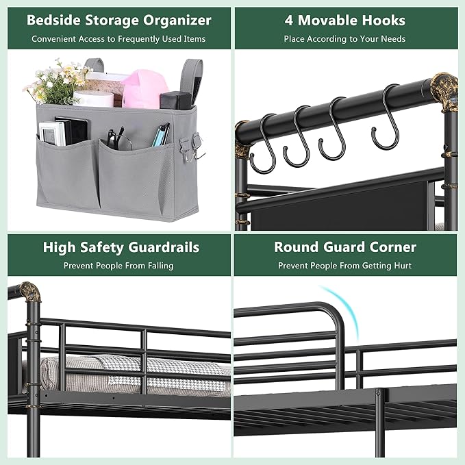 Metal Bunk Bed Twin Over Twin, Industrial Bunkbeds Heavy Duty Bed - Image 5