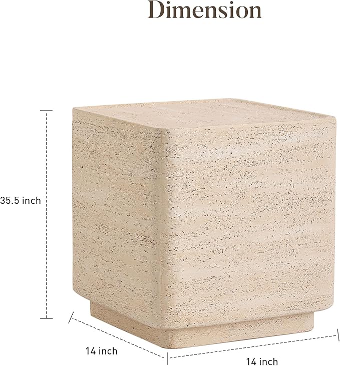 COSIEST 14.4" Outdoor Side Table, Rectangular Concrete End Table - Image 3