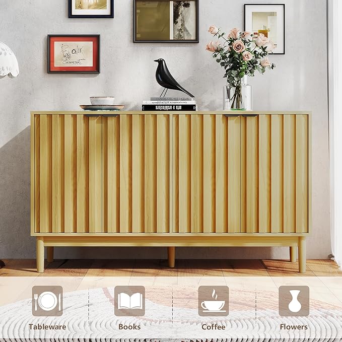 Buffet Cabinet with Storage, Sideboard Cabinet with Fluted Door, Kitchen Buffet - Image 3