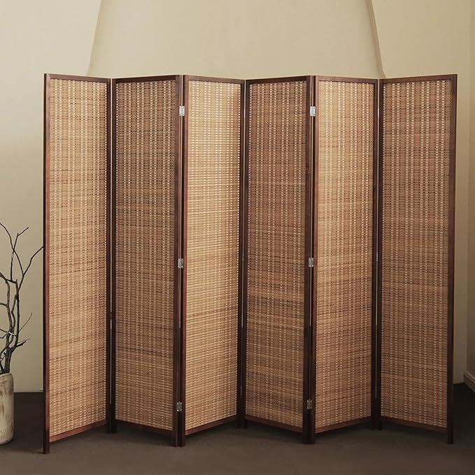 6 Panel Room Divider and Folding Screen Room Divider, Bamboo Room Divider - Image 2