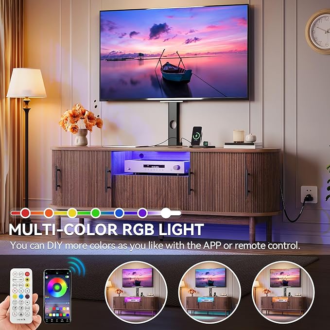 YITAHOME TV Stand with Mount and Power Outlet, Modern Entertainment Center with - Image 5