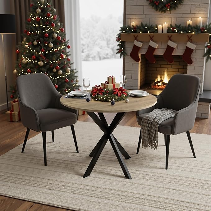 31.5" Round Dining Table for 4, Modern Small Dinner Table Farmhouse Round - Image 8