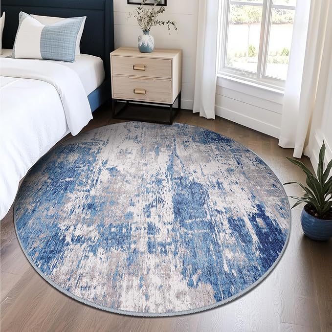 Washable Area Rugs 6ft Non-Slip Modern Abstract Soft - Image 2