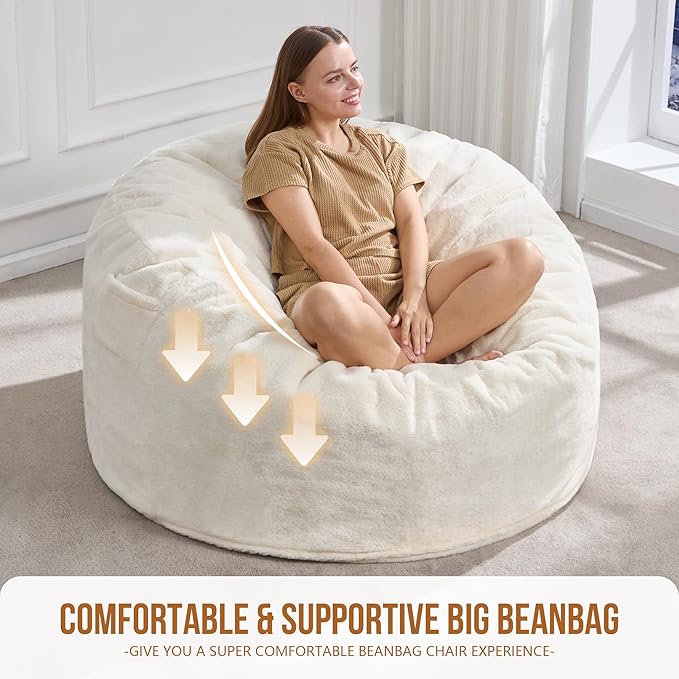Hobestluk 4FT Bean Bag Chairs for Adults Large Beanbag Chair - Image 6