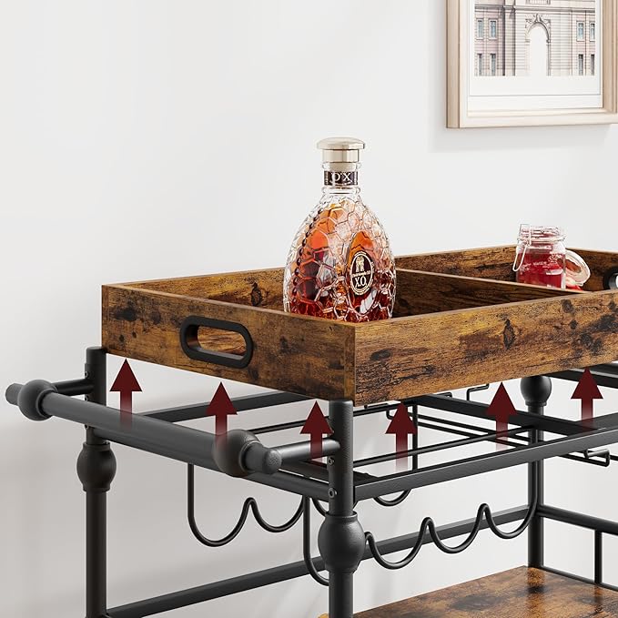 Bar Cart, Bar Carts for The Home, 3 Tier Serving Cart - Image 4