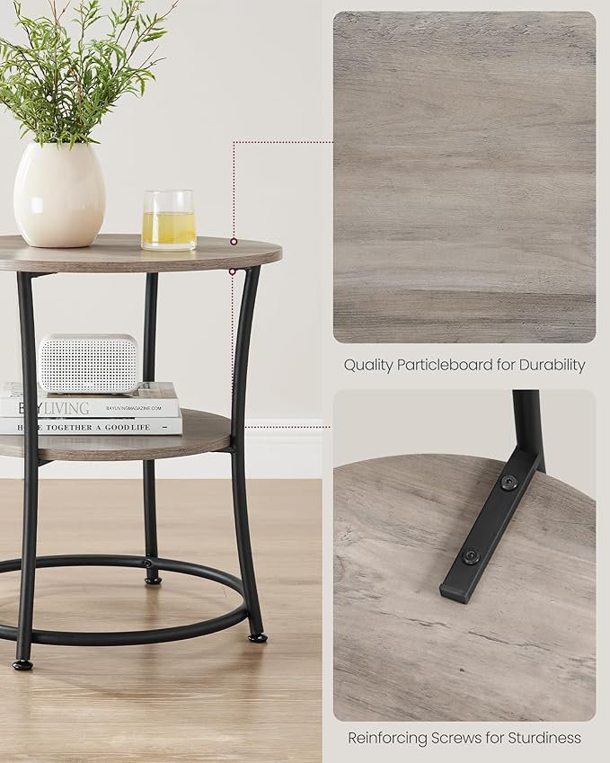 VASAGLE Side Table, 2-Tier Round End Table - Image 5