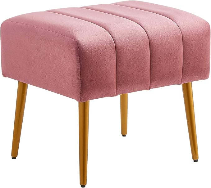 Ball & Cast Upholstered Velvet Ottoman, Footrest 18"W x 15.75"D x 17.5"H Rose by BallCast