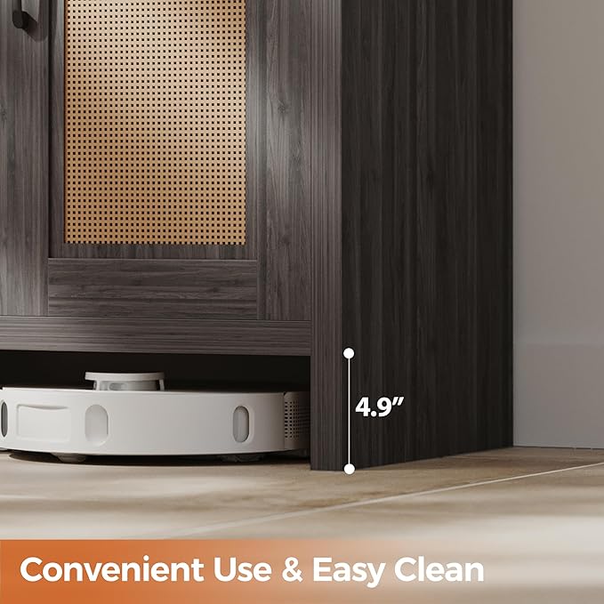 Shoe Cabinet Storage for Entryway, Natural Rattan Shoes Cupboard, Wooden Shoe - Image 8