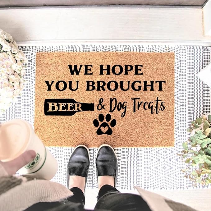 Funny Coir Doormat We Hope You Brought Beer & Dog Treats Front Door Mat - Image 2