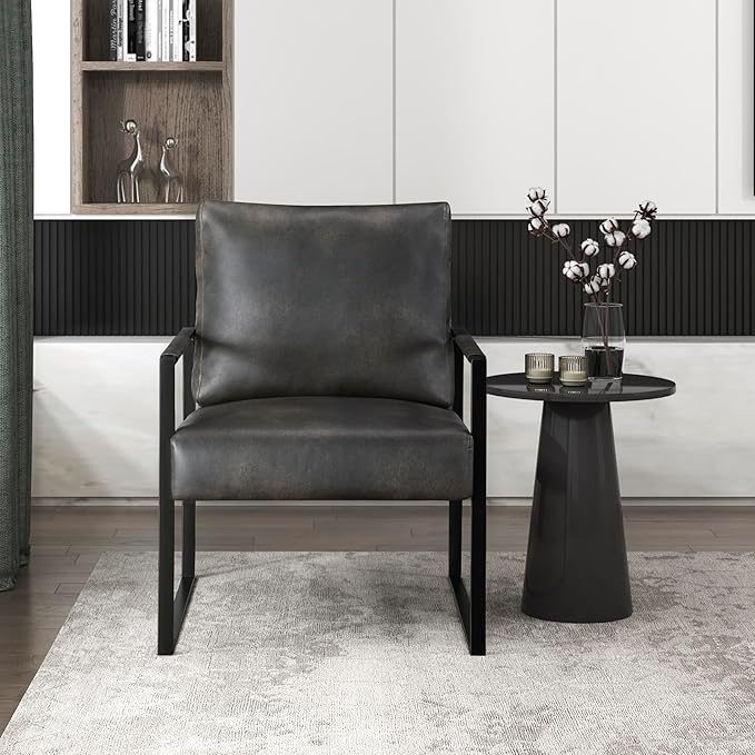 Lexicon Modern Accent Chair, Faux Leather Upholstered Living Room Chair - Image 10
