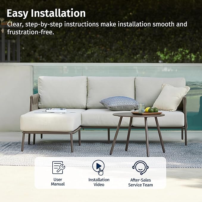 EAST OAK 3-Piece Patio Furniture Set | Life Chatter 4-Seat Outdoor Furniture | - Image 8