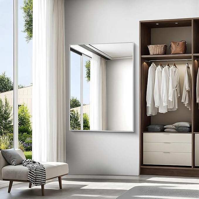 BONEWEI Silver Bathroom Mirror, 36x48 inch Wall Mirror - Image 3