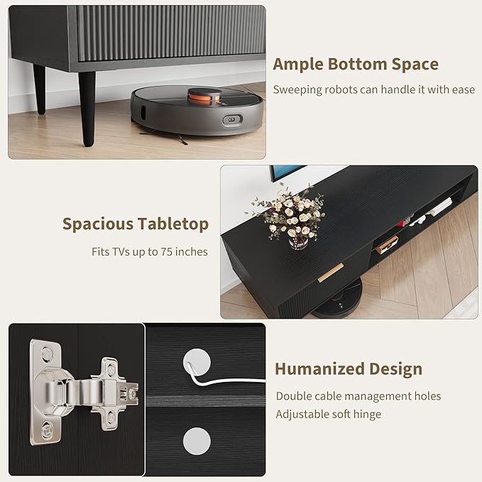 GarveeHome Black TV Stand, TV Stands - Image 6