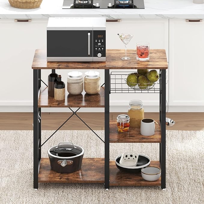 soges 3-Tier Kitchen Baker's Rack Utility Microwave Oven Stand Storage Cart - Image 4