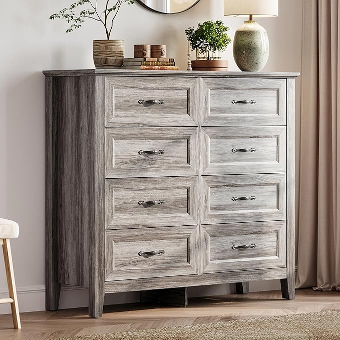 LINSY HOME 8 Drawers Dresser for Bedroom, Modern Farmhouse Dresser TV Stand - Image 2