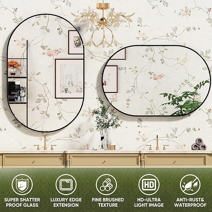 Suidia 24" x 36" Bathroom Mirror, Bathroom Vanity Mirror Metal Framed, - Image 4