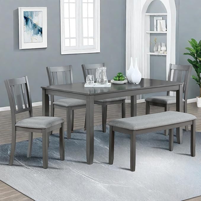 6-Piece Dining Table Set for 4-6 People, Kitchen Set by Outdoorchairs