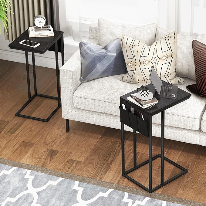 C Shaped End Table for Couch, Small Couch Side Table for Sofa, C Side Table - Image 6