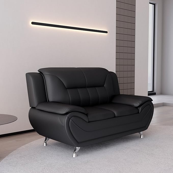 Container Furniture Direct Michael Modern Faux Leather Upholstered Stainless - Image 12