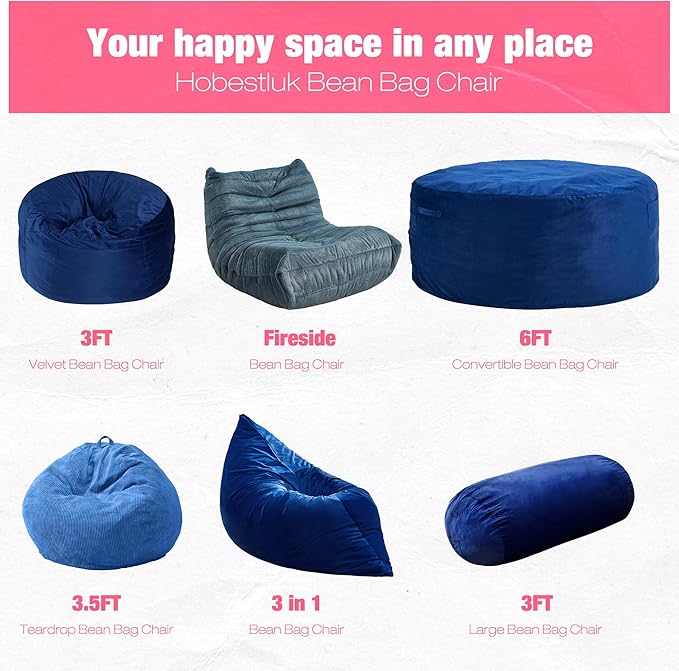 Hobestluk 3FT Bean Bag Chair Large Beanbag - Image 7