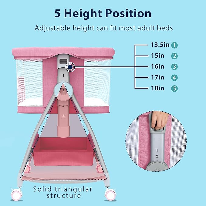 Baby Bassinet Bedside Sleeper, 3 in 1 Rocking Bassinet - Image 4
