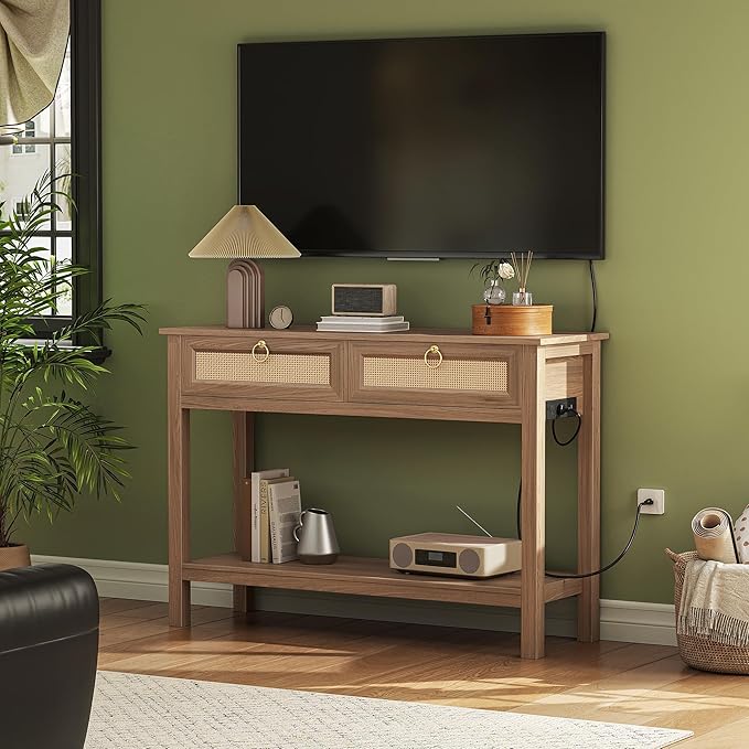 SUPERJARE Rattan Console Sofa Table - Image 9