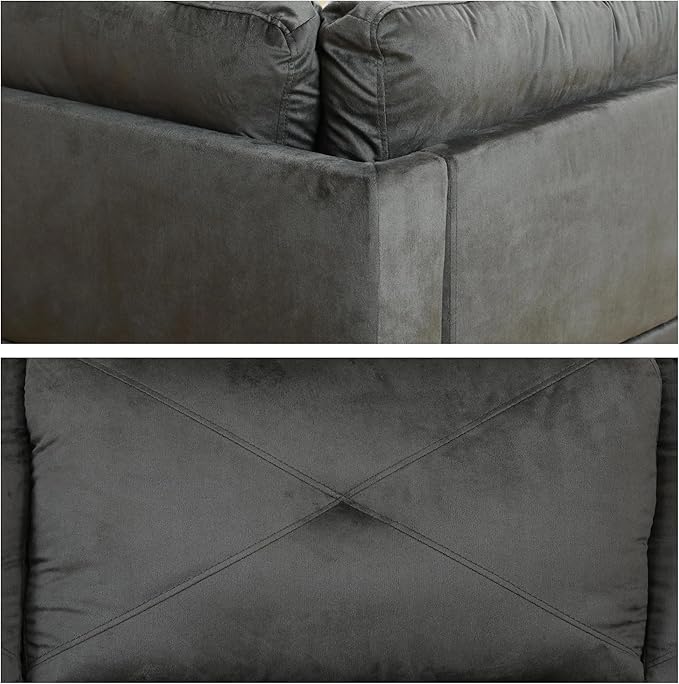 L-Shaped Sectional Sofa with Ottoman, Right-Facing Modern Microfiber Couch - Image 5