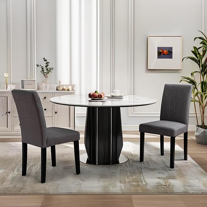 VECELO Upholstered Dining Chairs Set of 2, Modern Fabric and High Back & Solid - Image 7