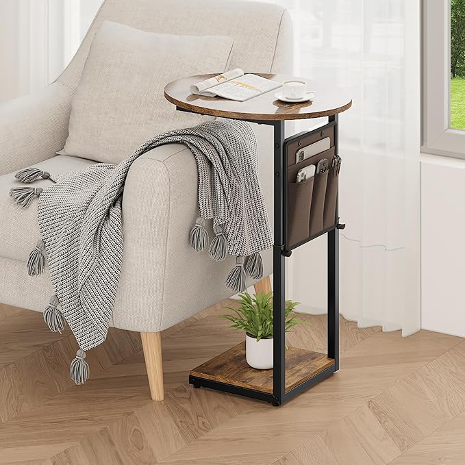 Vagusicc C Shaped End Table, Adjustable Height Small Side Table - Image 7