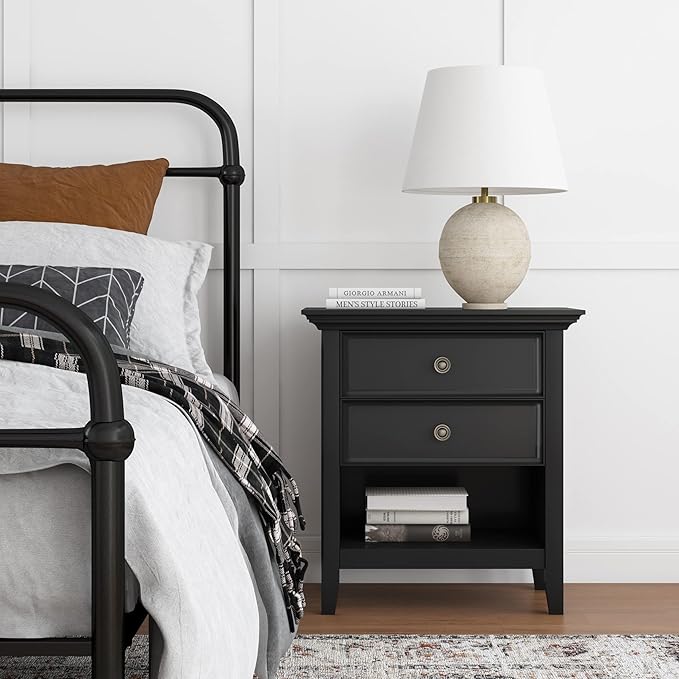SIMPLIHOME Amherst SOLID WOOD 24 Inch Wide Traditional Bedside Nightstand Table - Image 2