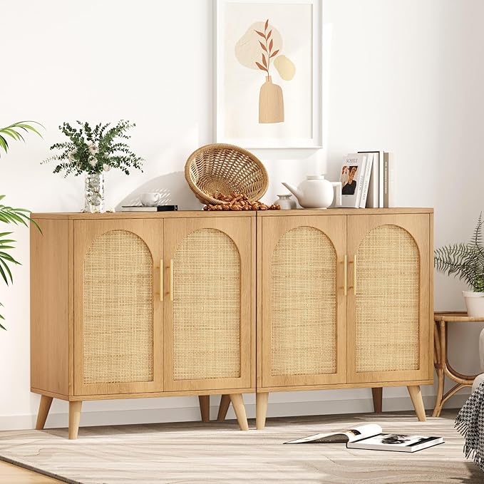 Rovaurx Set of 2 Rattan Storage Cabinet - Image 4