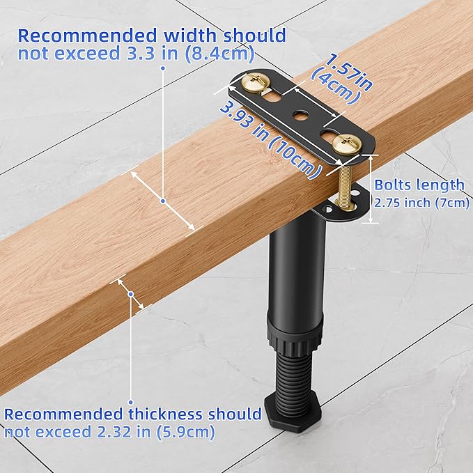 6 Pcs Adjustable Height Bed Support Legs 7.08-12.5 inch - Image 6