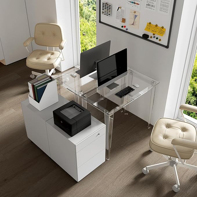 HMYHUM Small Acrylic Computer Desk, 35.4 Inch, Easy Assembly, 19.7" W x 29.5" H - Image 7