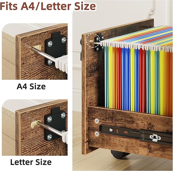 2 Wood Drawer Lockable File Cabinet - Image 7