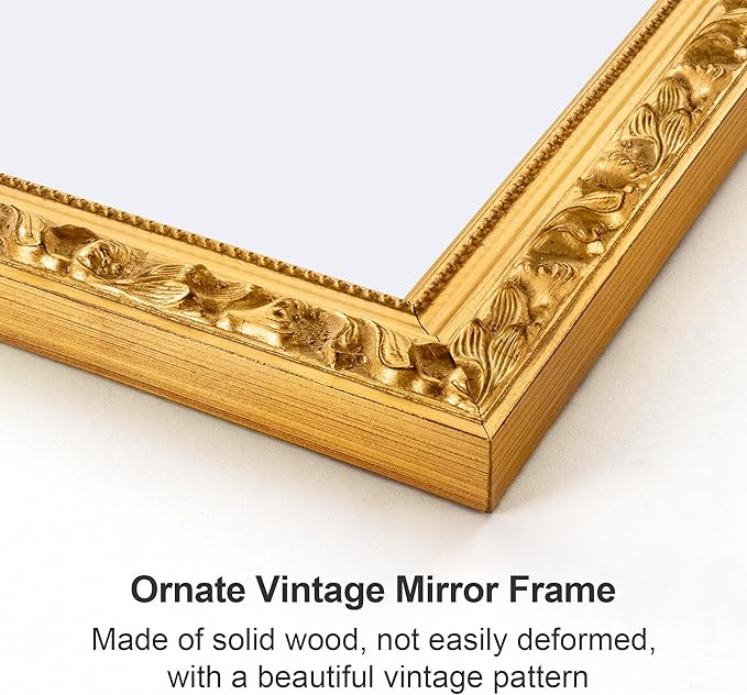 Gold Vintage Mirror, Traditional Antique Wall Mirrors - Image 3