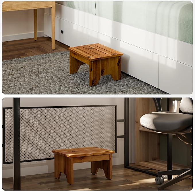 Holana 9" Acacia Wood One Step Stool - Image 6