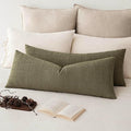 Foindtower Set of 2 Decorative Linen Check Throw Pillow Covers Neutral Long by Foindtower