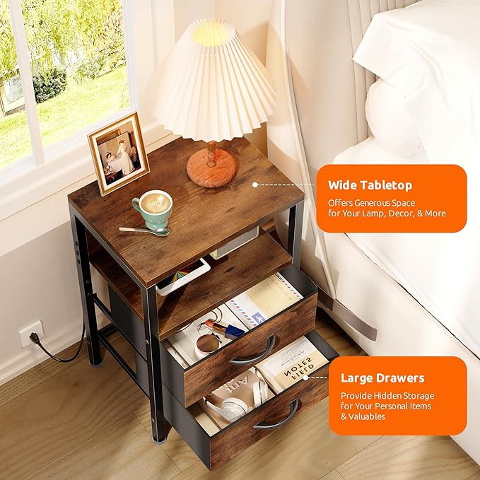 NightStand Bedside Charging Table Bedroom - Image 5