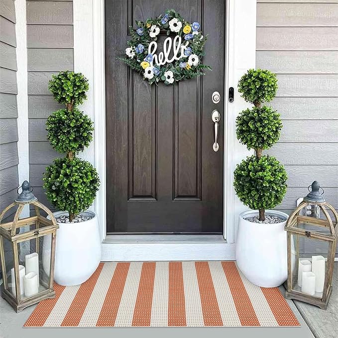 OJIA Fall Front Door Rug 24"x51" Halloween Doormat Striped Rug Cotton Woven - Image 7