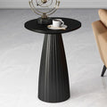 Black Pedestal Side Table 14.56'' Dia, Modern Accent End Table, Fluted Base by THKSHOUZVintageFurniture