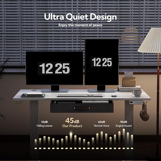 Seang Standing Desk with Drawer, 3 Memory Height Settings with Cable Grommets & - Image 8