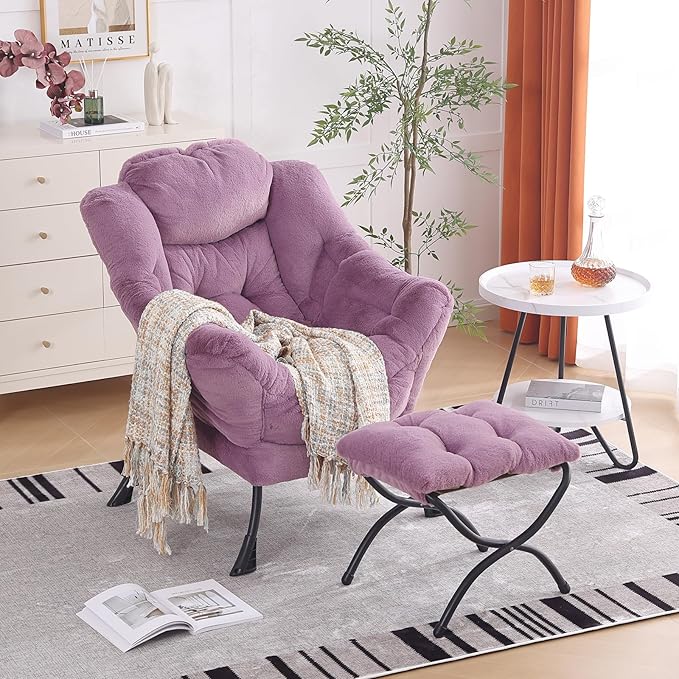 Oversized Chair with Ottoman, Modern Chair with Folding Footrest, Lounge Accent - Image 8