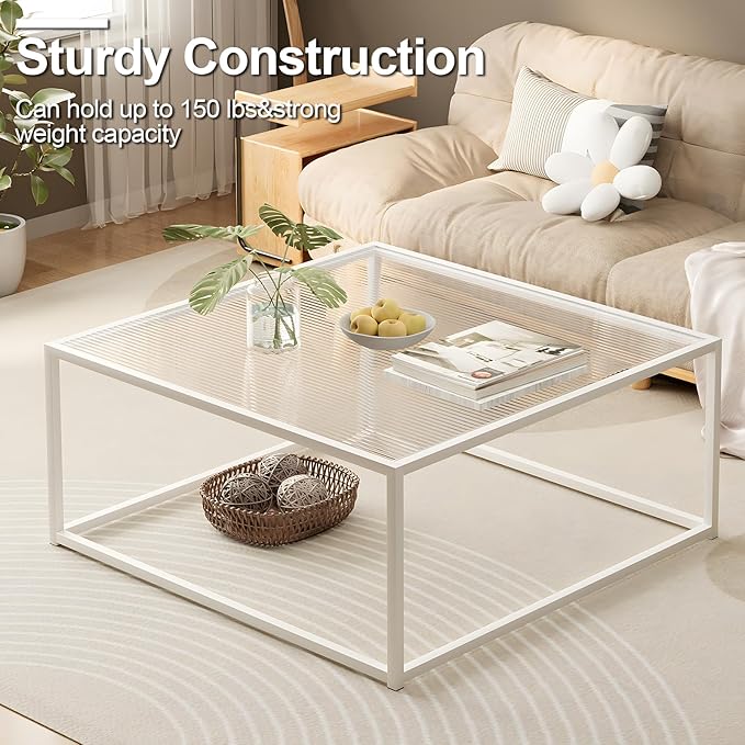 ​​​​​​​​Glass Coffee Table Square Coffee Table - Image 7