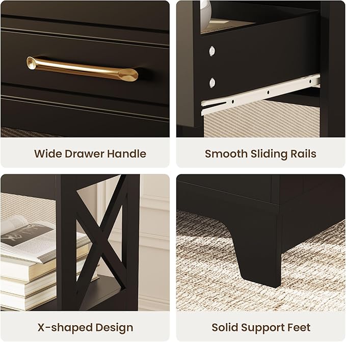 Tall Nightstand Set of 2 Side Table - Image 6