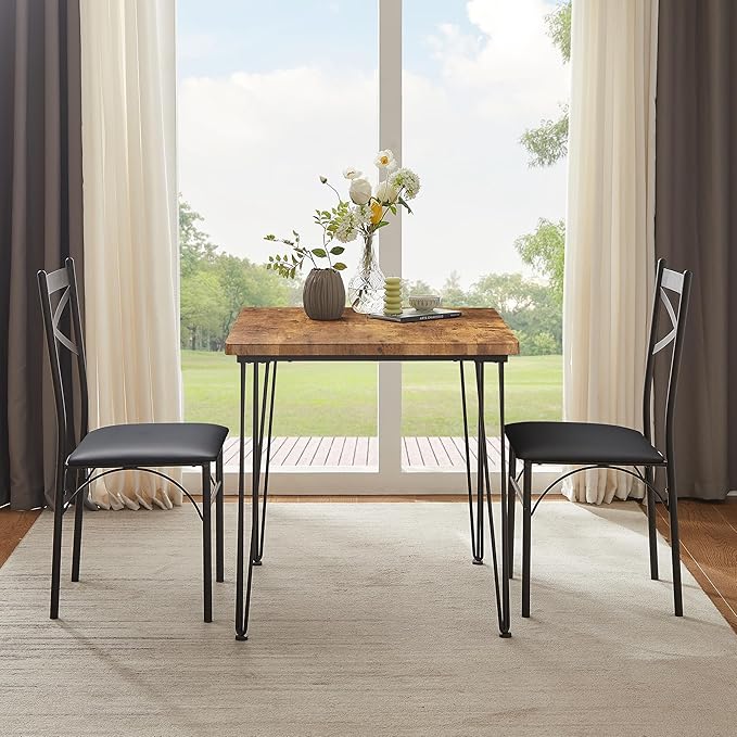 VECELO 3-Piece Dining Room Kitchen Table and Pu Cushion Chair Sets - Image 5