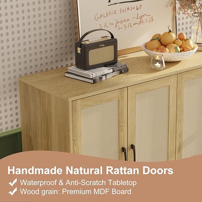 Storage Cabinet with Rattan Trim - Image 6