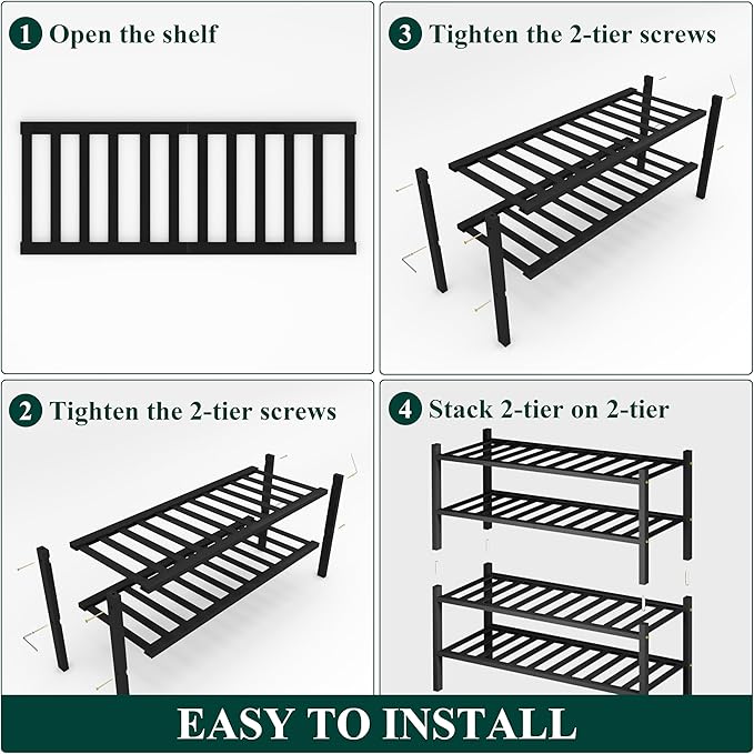 Smiry Shoe Rack, 4 Tier Bamboo Shoe Organizer, Stackable Free Standing Wooden - Image 6
